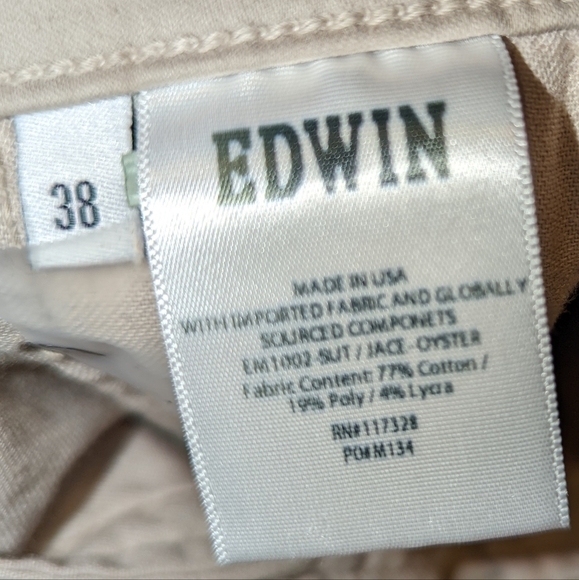 Edwin Jace Straight Beige Pants..Size 38/32 - Picture 7 of 8